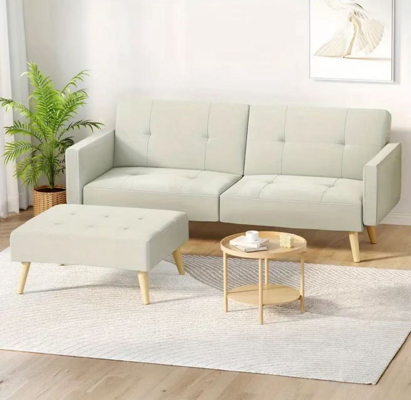 Modern Sectional Sofa with Chaise – Light Grey