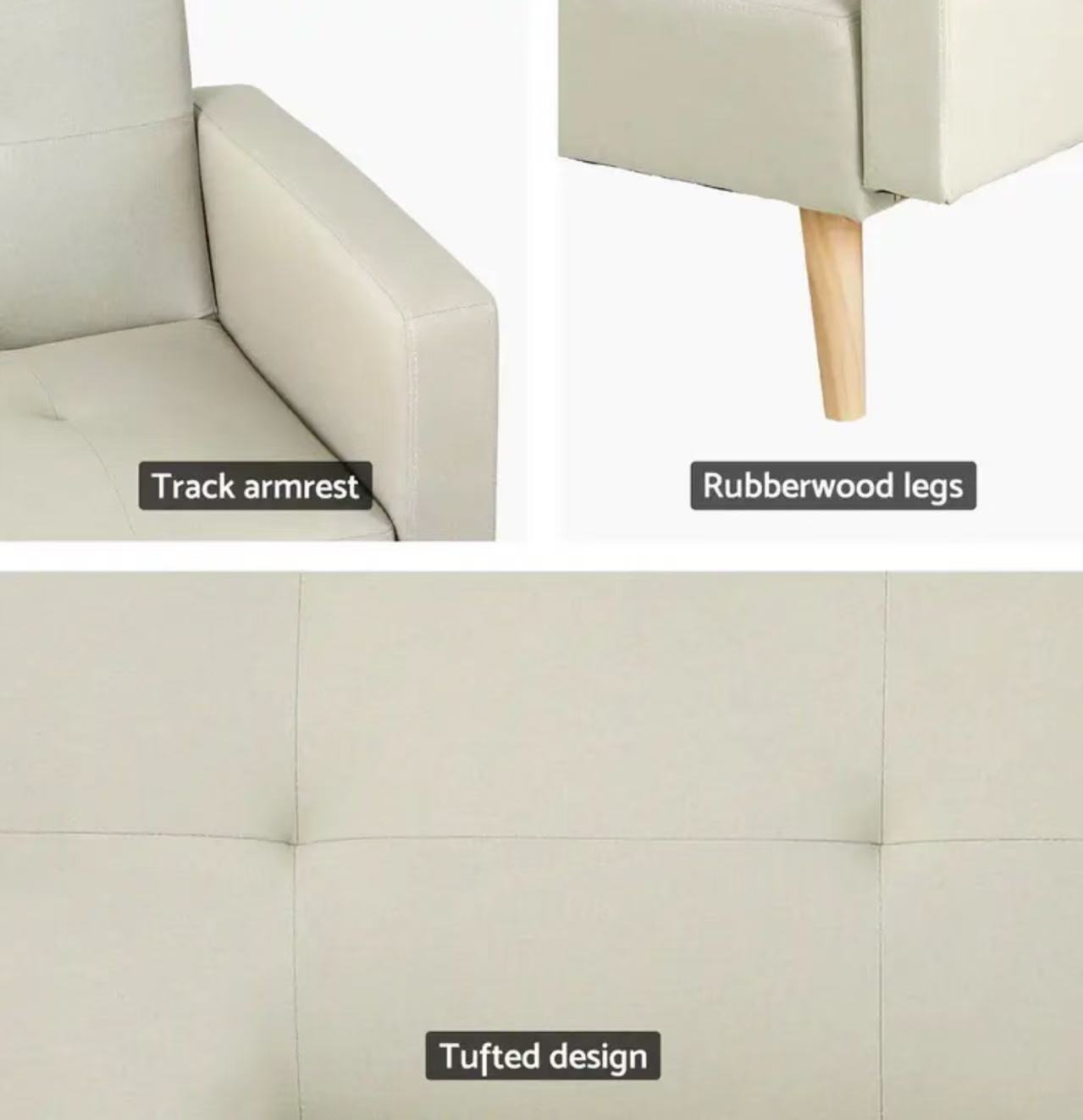 Modern Sectional Sofa with Chaise – Light Grey