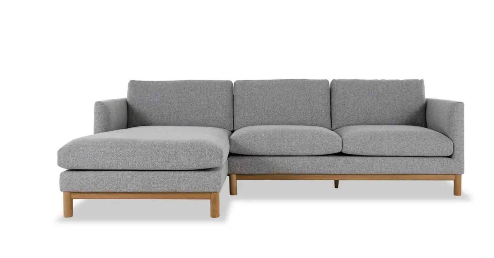 Nord Modular Sofa – Scandinavian 3-Seater with Oak Base, Light Grey Fabric