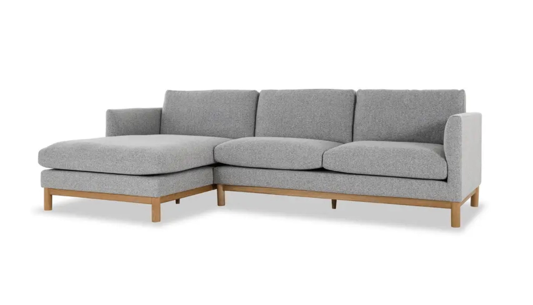 Nord Modular Sofa – Scandinavian 3-Seater with Oak Base, Light Grey Fabric