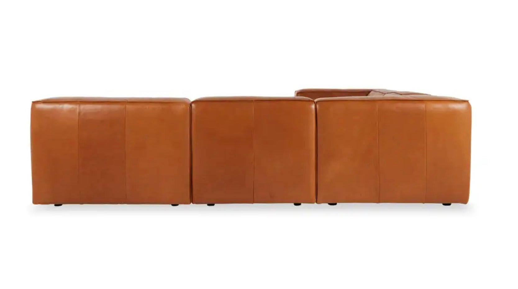 Linden Leather Left Corner Sofa – Modular Sectional with Chaise, Caramel Brown